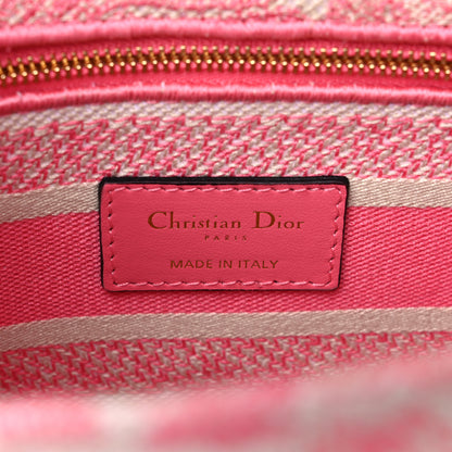Christian Dior Canvas Toile De Jouy Embroidered Medium Lady D-Lite Peony Pink 7 of 15