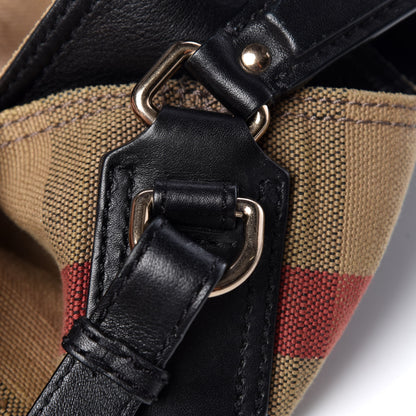 Burberry Canvas Mega Check Medium Ashby Hobo Black 8 of 32