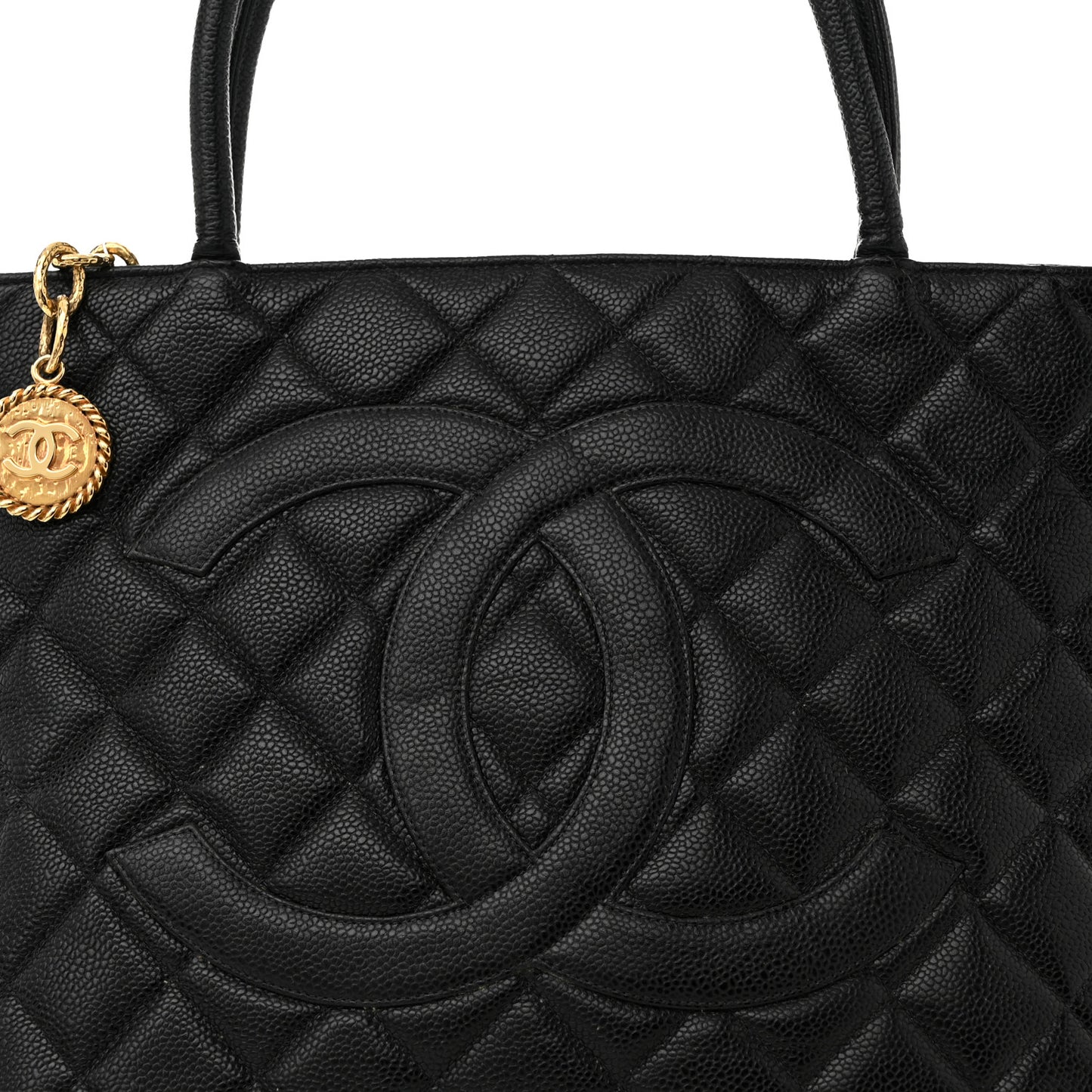Caviar Quilted Medallion Tote Black