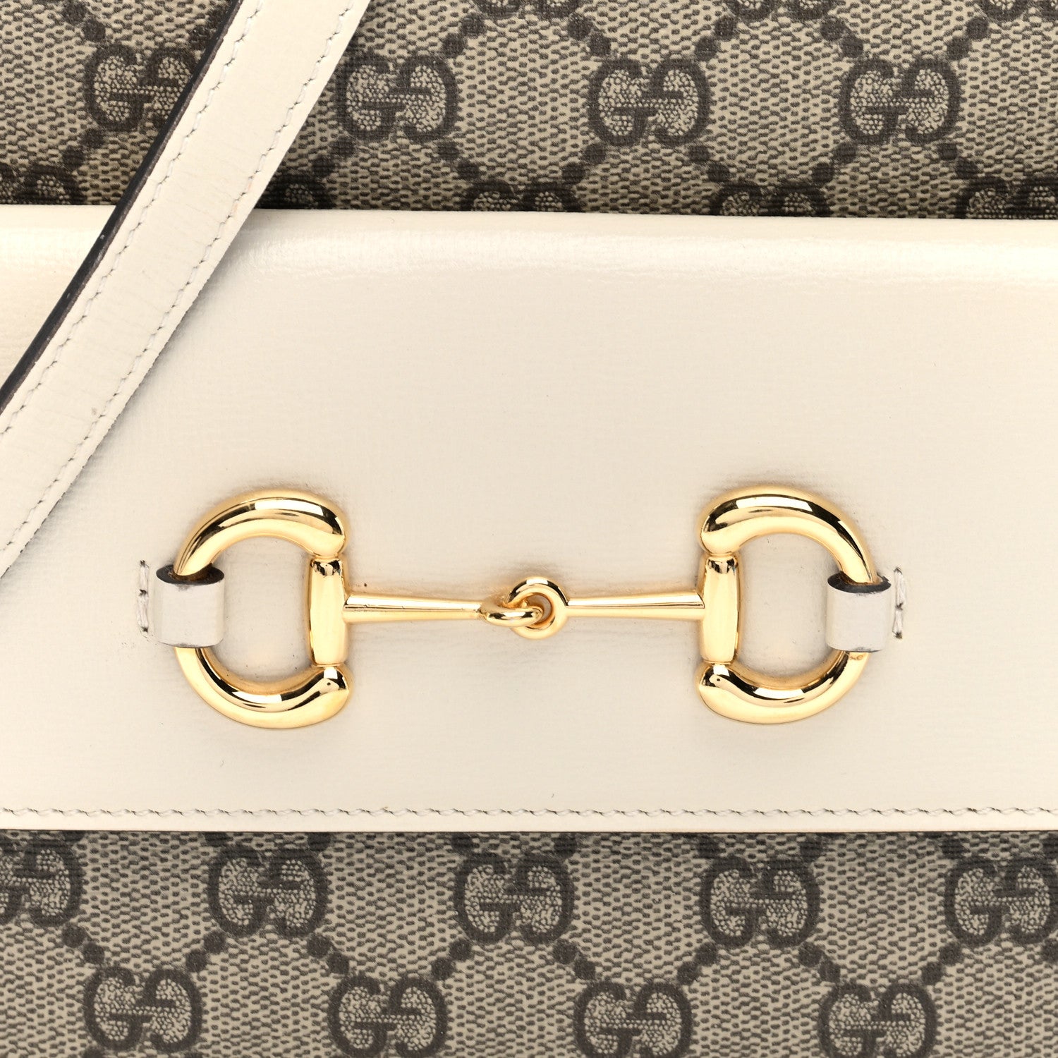 Gucci GG Supreme Monogram Small Horsebit 1955 Shoulder Bag Beige Mystic White 8 of 10