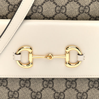 Gucci GG Supreme Monogram Small Horsebit 1955 Shoulder Bag Beige Mystic White 8 of 10