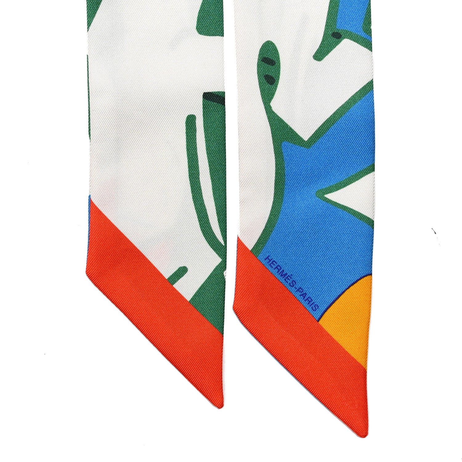 Hermes Silk Graff Graffiti Twilly Orange Jaune Vif Vert 2 of 5