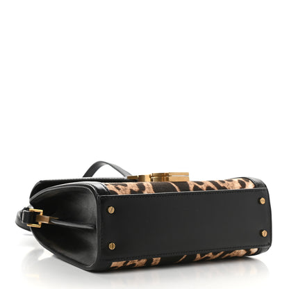 Saint Laurent Canvas Leopard Print Mini Classic Monogram Cassandra Top Handle Black 4 of 8