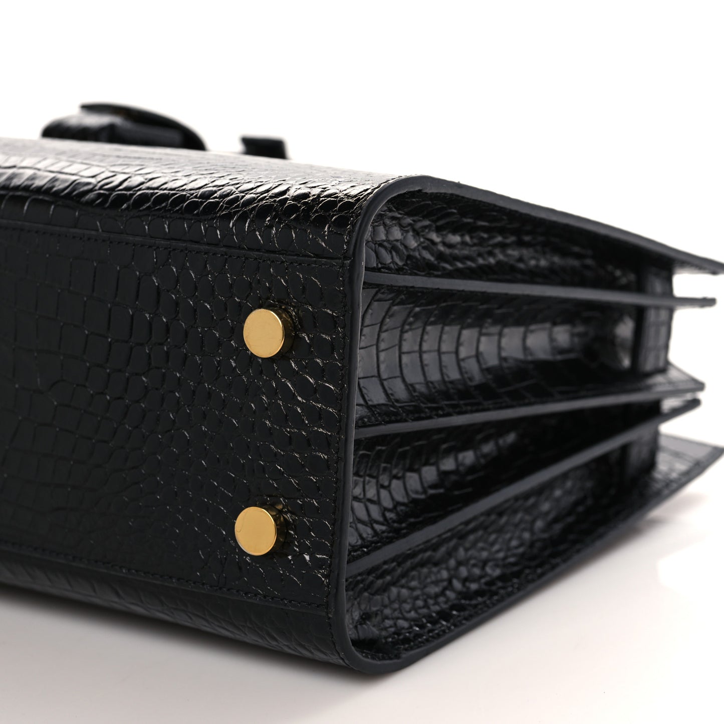 Calfskin Crocodile Embossed Baby Sac De Jour Black