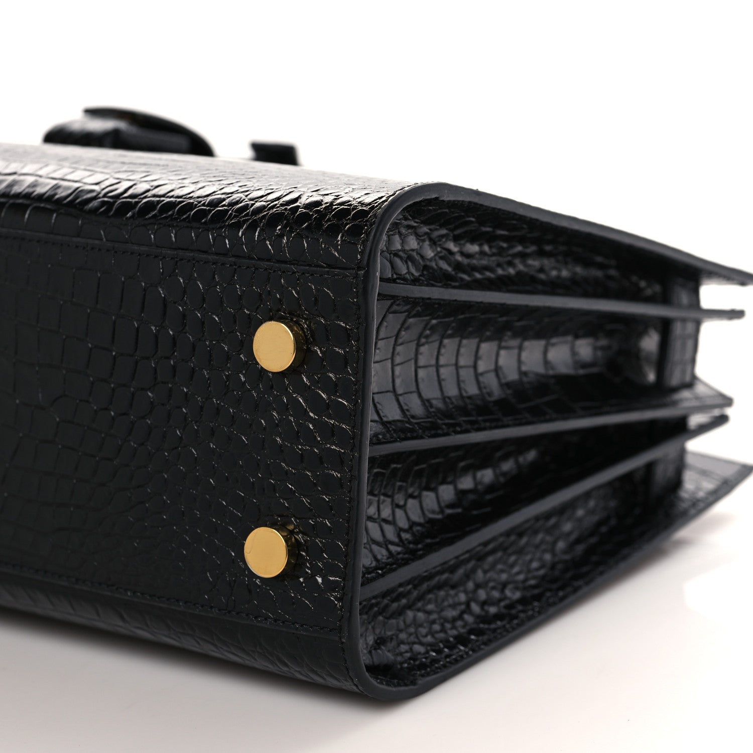 Saint Laurent Calfskin Crocodile Embossed Baby Sac De Jour Black 9 of 10