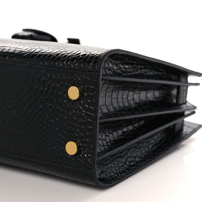 Saint Laurent Calfskin Crocodile Embossed Baby Sac De Jour Black 9 of 10