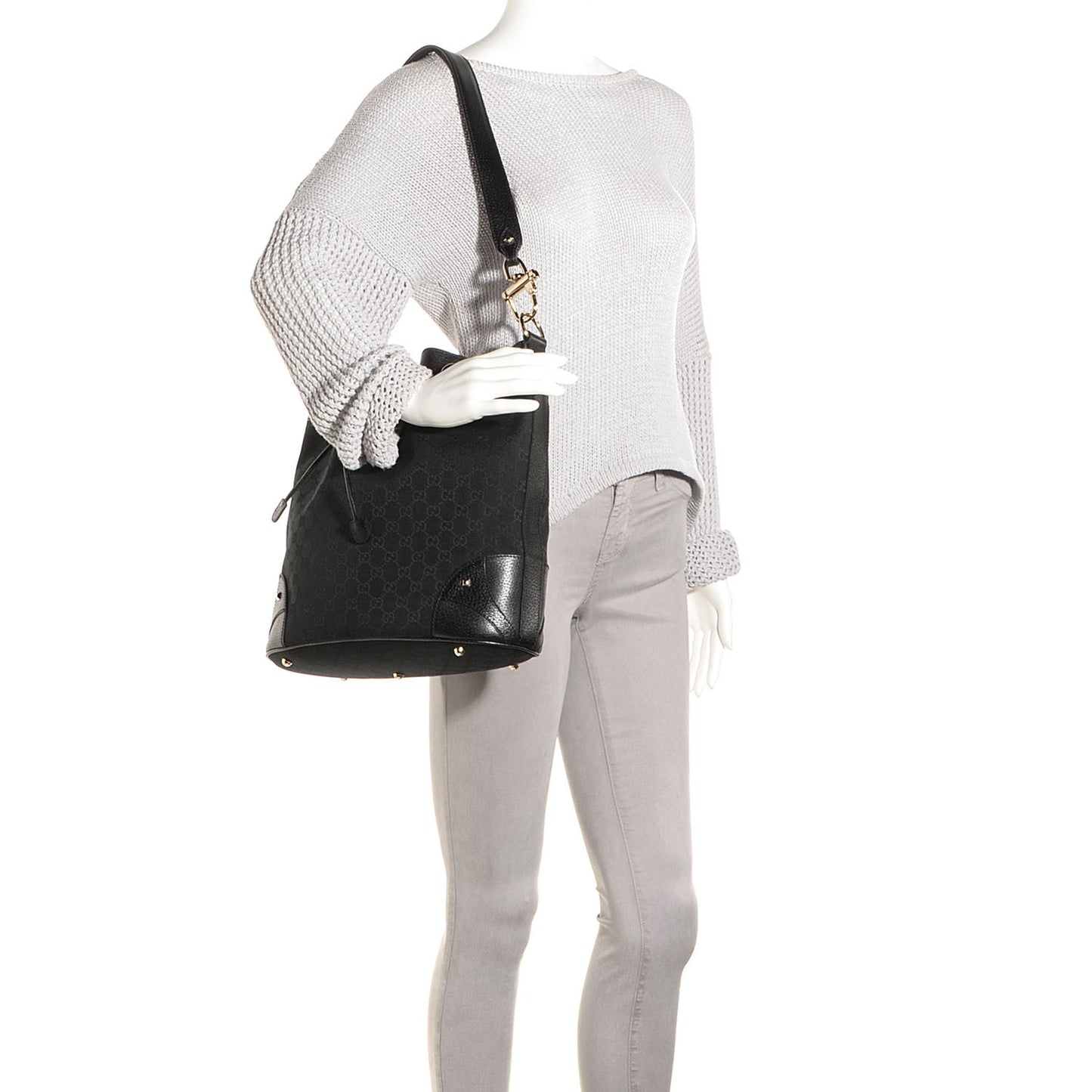 Monogram Drawstring Shoulder Bag Black