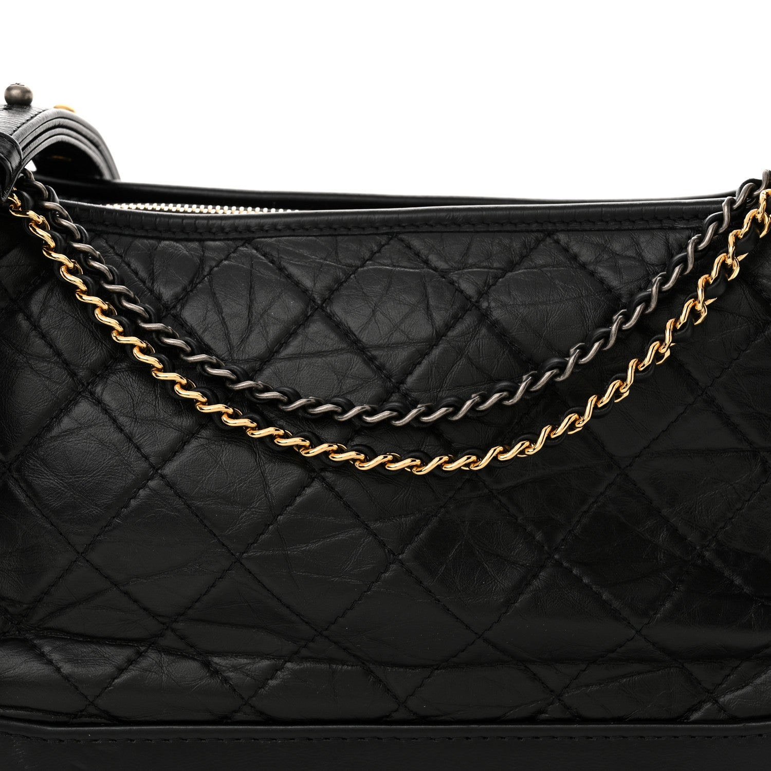 Chanel Aged Calfskin Quilted Medium Gabrielle Hobo Black 8 of 13