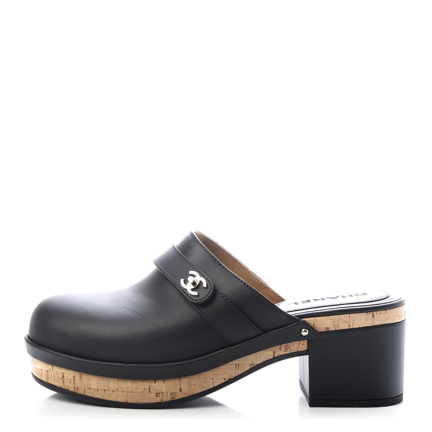 Calfskin CC Turn Lock Clogs 41 Black