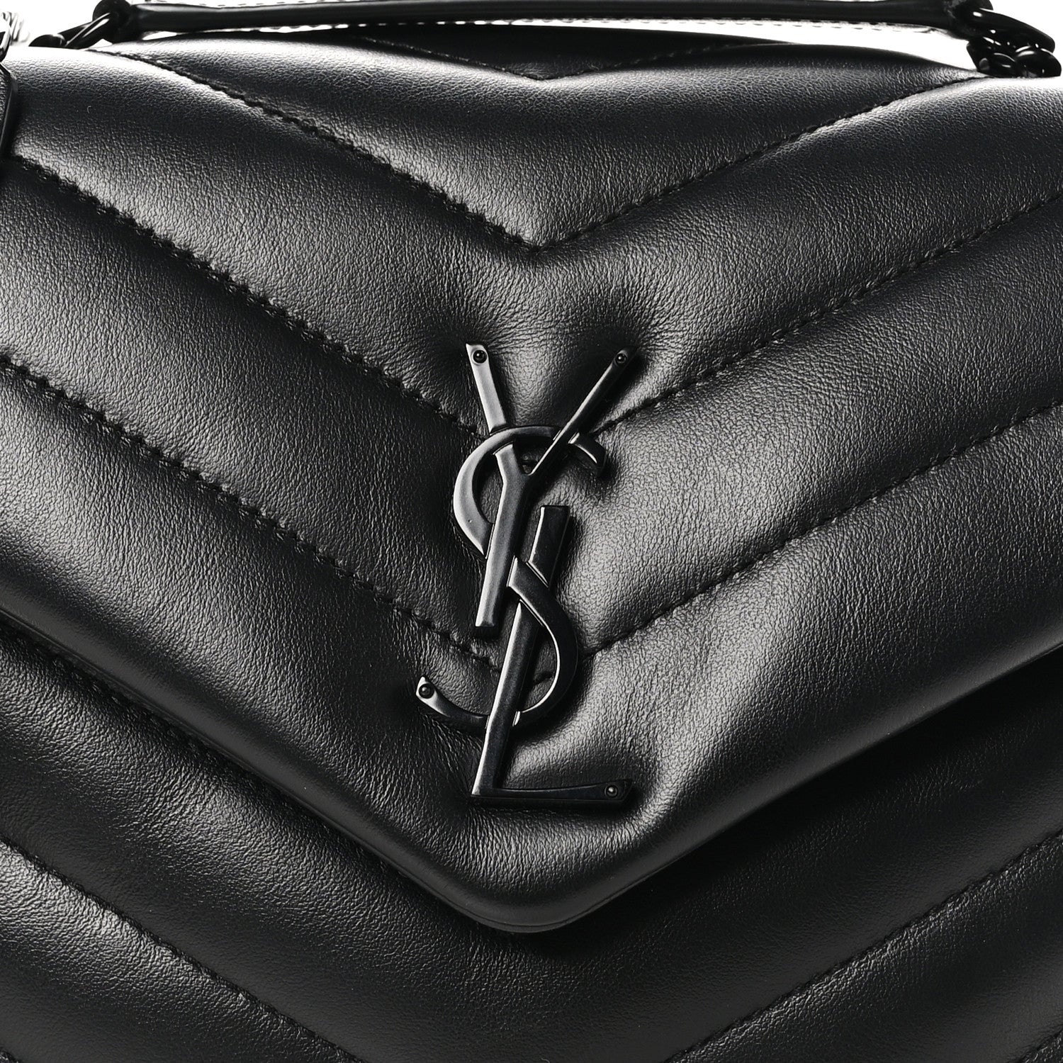 Saint Laurent Calfskin Y Quilted Monogram Monochrome Small Loulou Chain Satchel Black 8 of 10