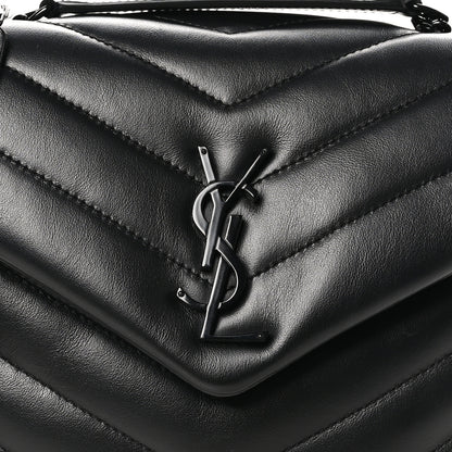Saint Laurent Calfskin Y Quilted Monogram Monochrome Small Loulou Chain Satchel Black 8 of 10