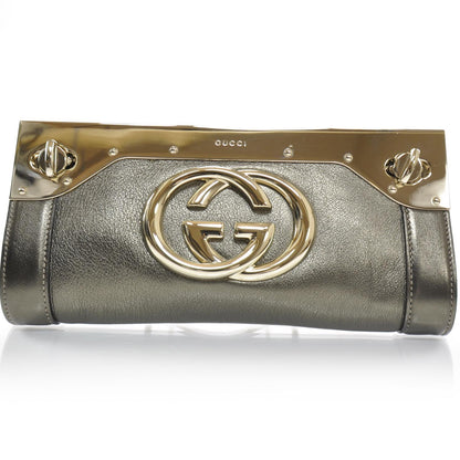 Gucci Leather Britt Clutch Metallic 1 of 8