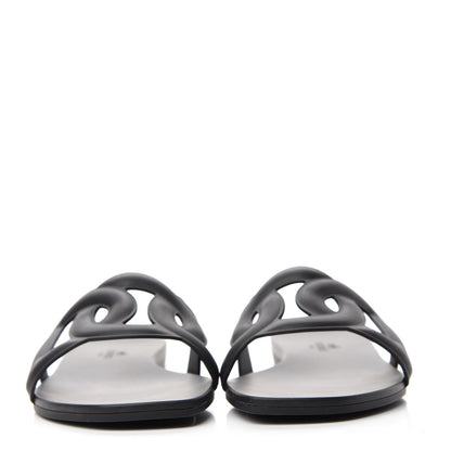 Hermes Rubber Aloha Sandals 38 Black 2 of 9