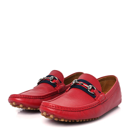 Gucci Road Calfskin Web Mens Horsebit Driver Loafers 8.5 Rosso 4 of 10
