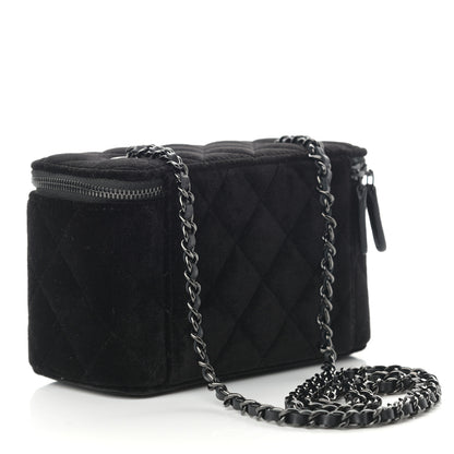 Chanel Velvet Quilted Small Vanity Case With Chain Black 3 of 11