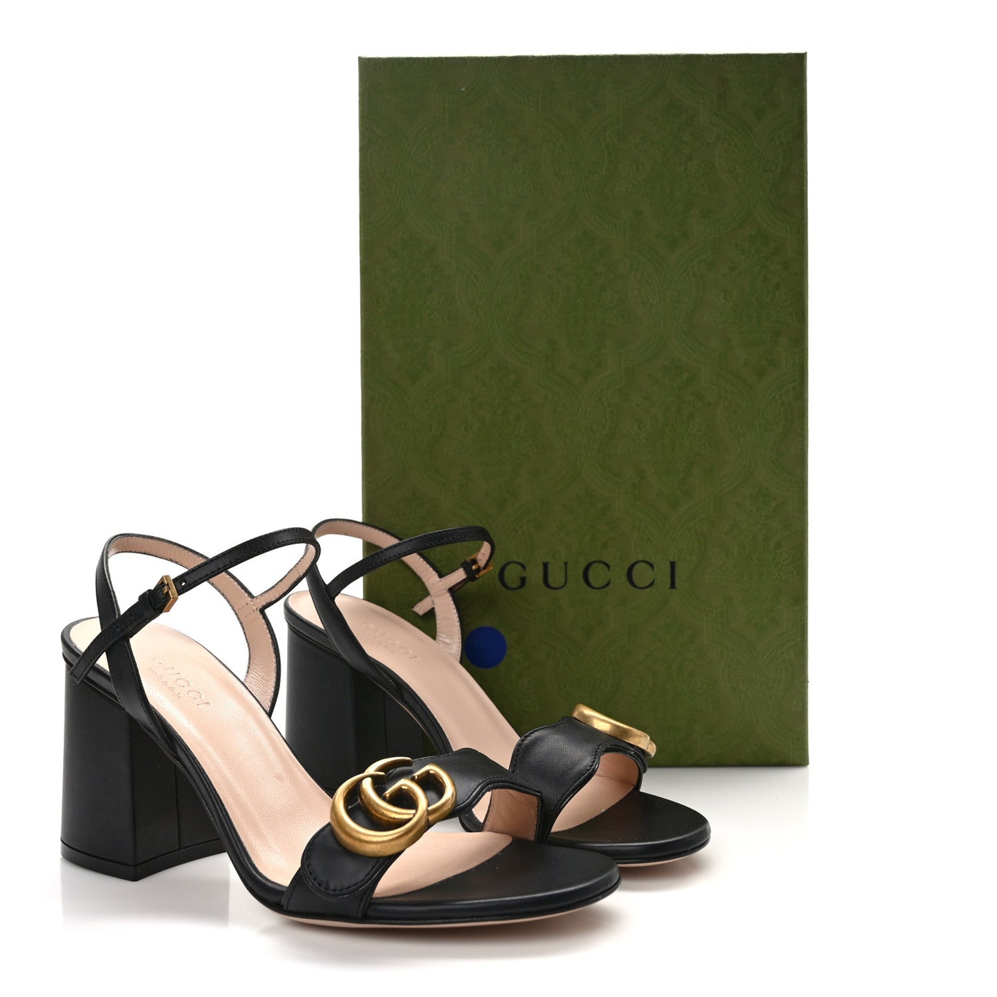 Lifford Calfskin GG Marmont Ankle Wrap 75mm Sandals 35 Black