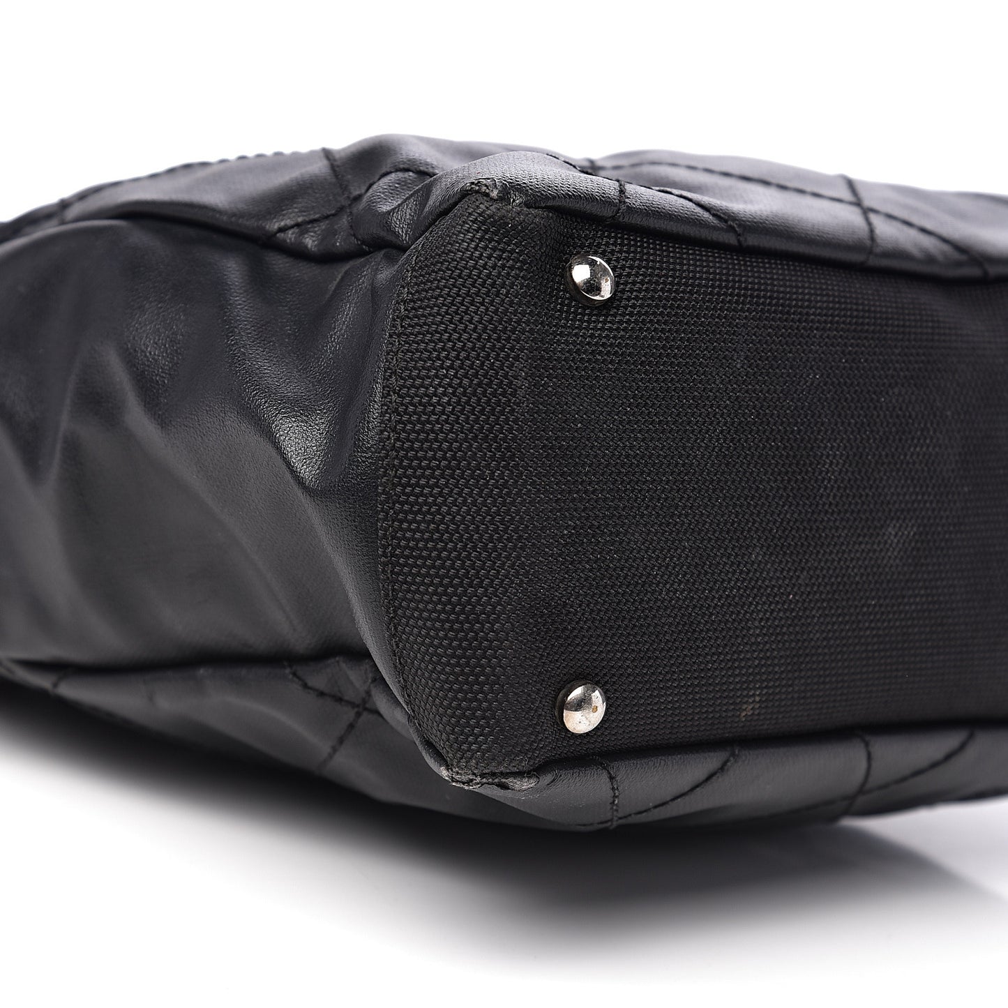 Coated Canvas Quilted Small Paris Biarritz Tote Black