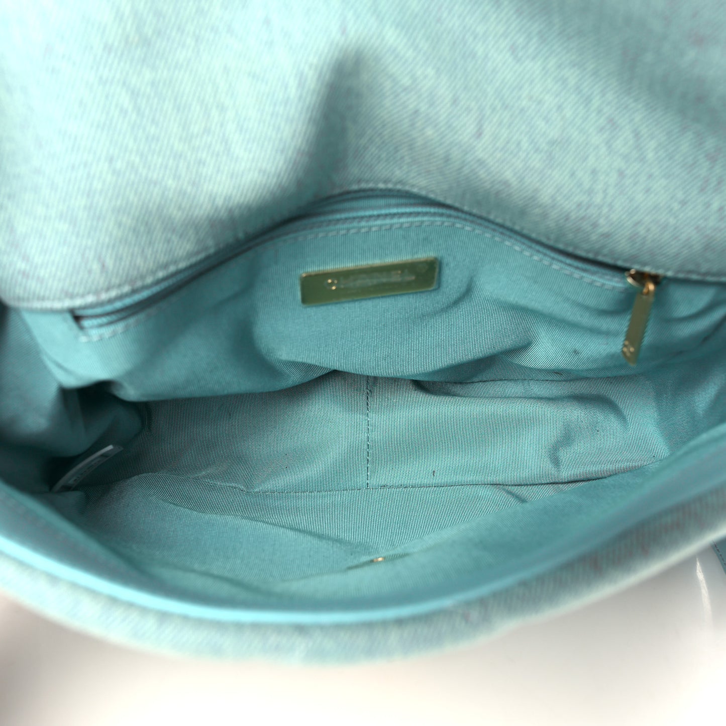 Denim Quilted Medium Chanel 19 Flap Neon Blue