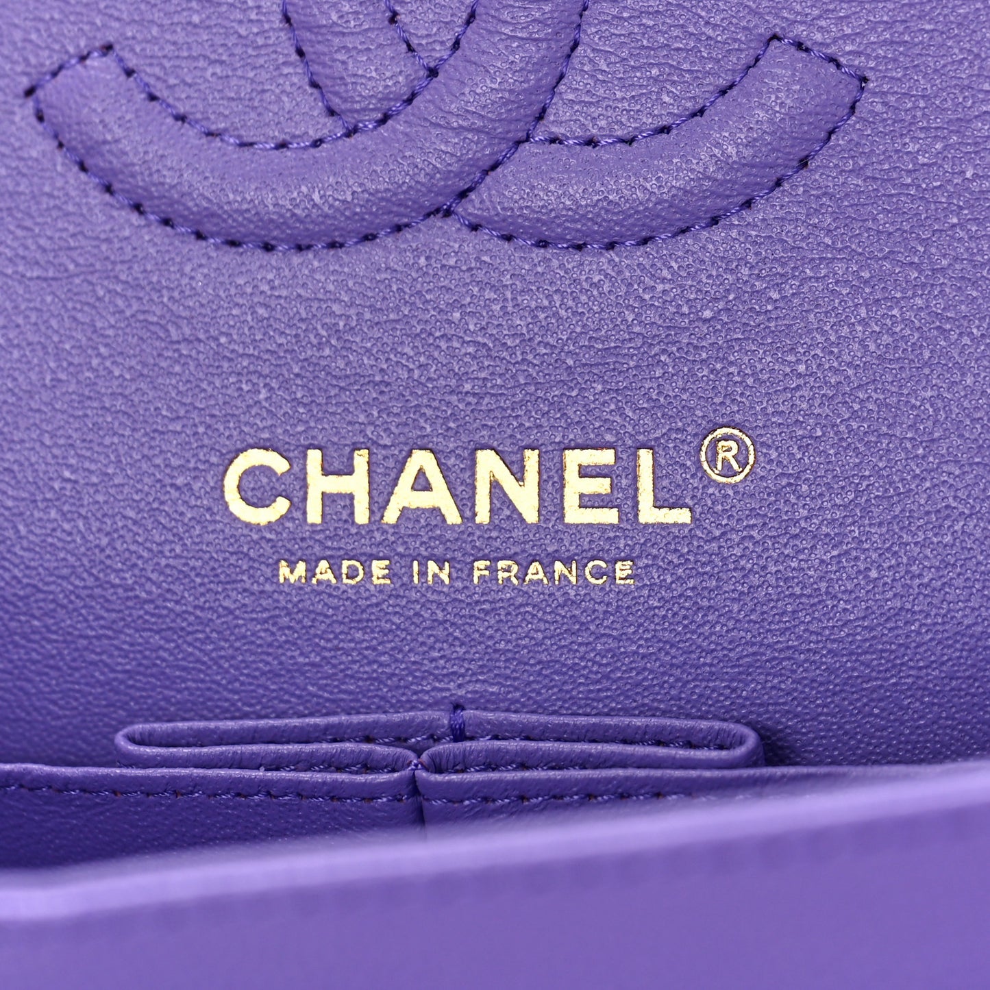 Caviar Quilted Small Double Flap Purple