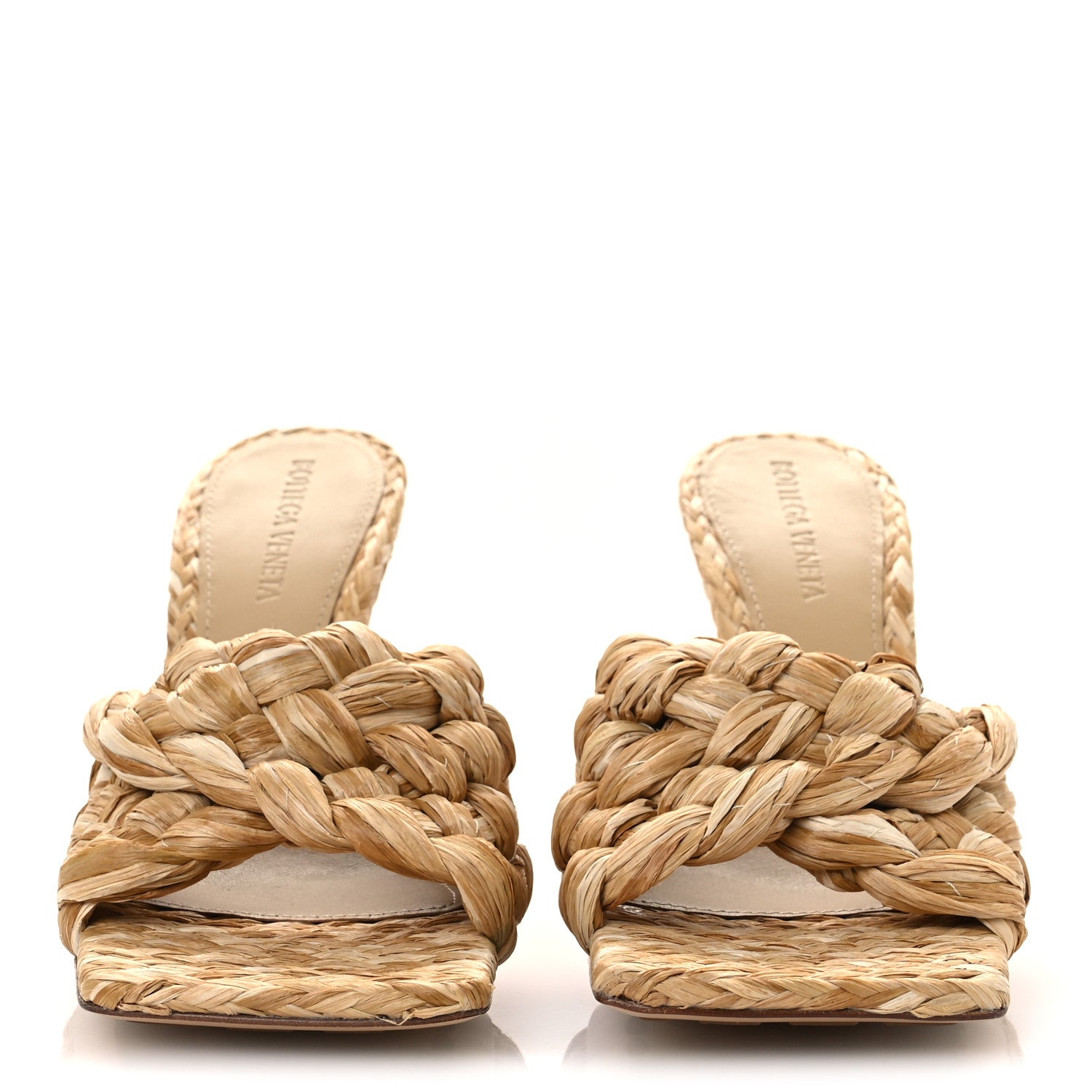 Bottega Veneta Raffia Twisted Intrecciato Stretch Mule Sandals 36 Macadamia 3 of 10