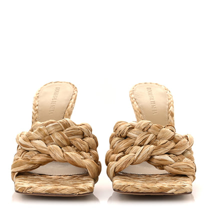 Bottega Veneta Raffia Twisted Intrecciato Stretch Mule Sandals 36 Macadamia 3 of 10