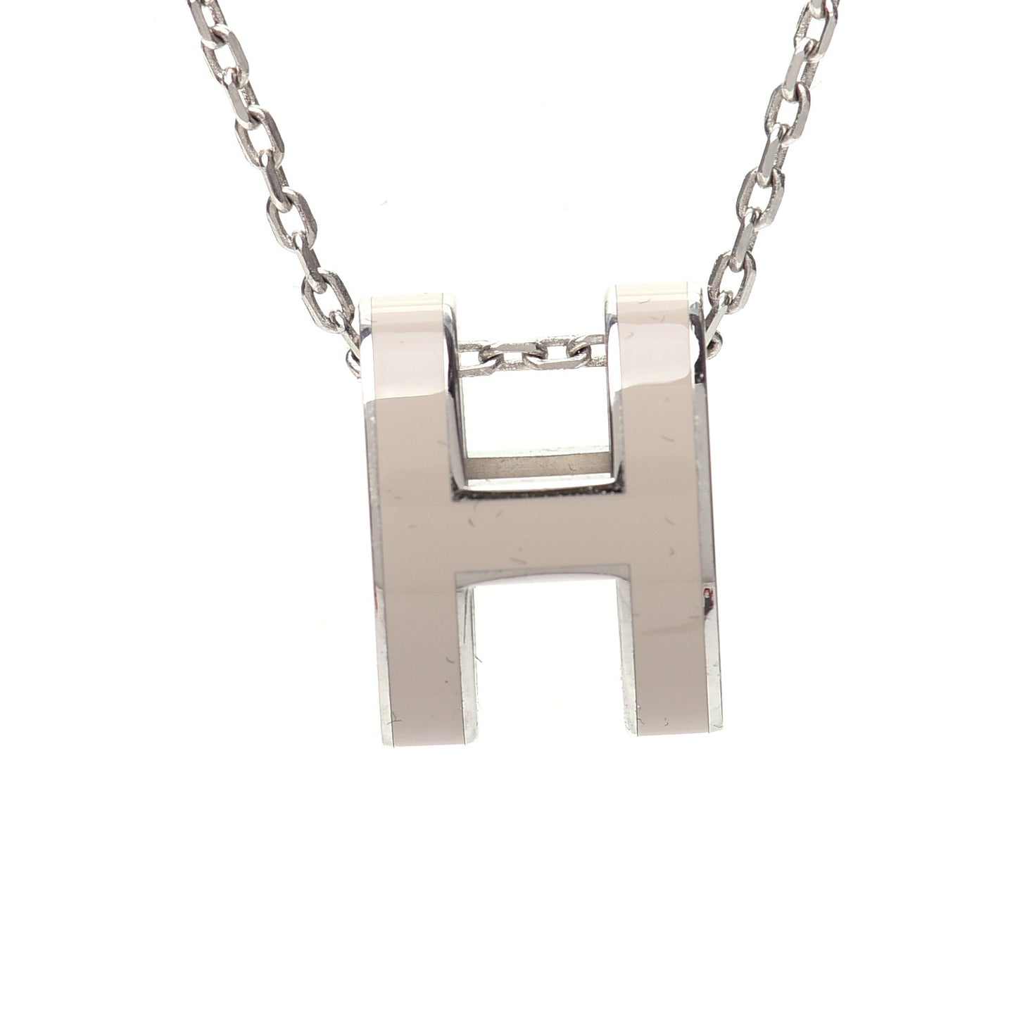 Lacquered Palladium Pop H Pendant Necklace Marron Glace
