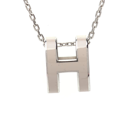 Hermes Lacquered Palladium Pop H Pendant Necklace Marron Glace 4 of 6