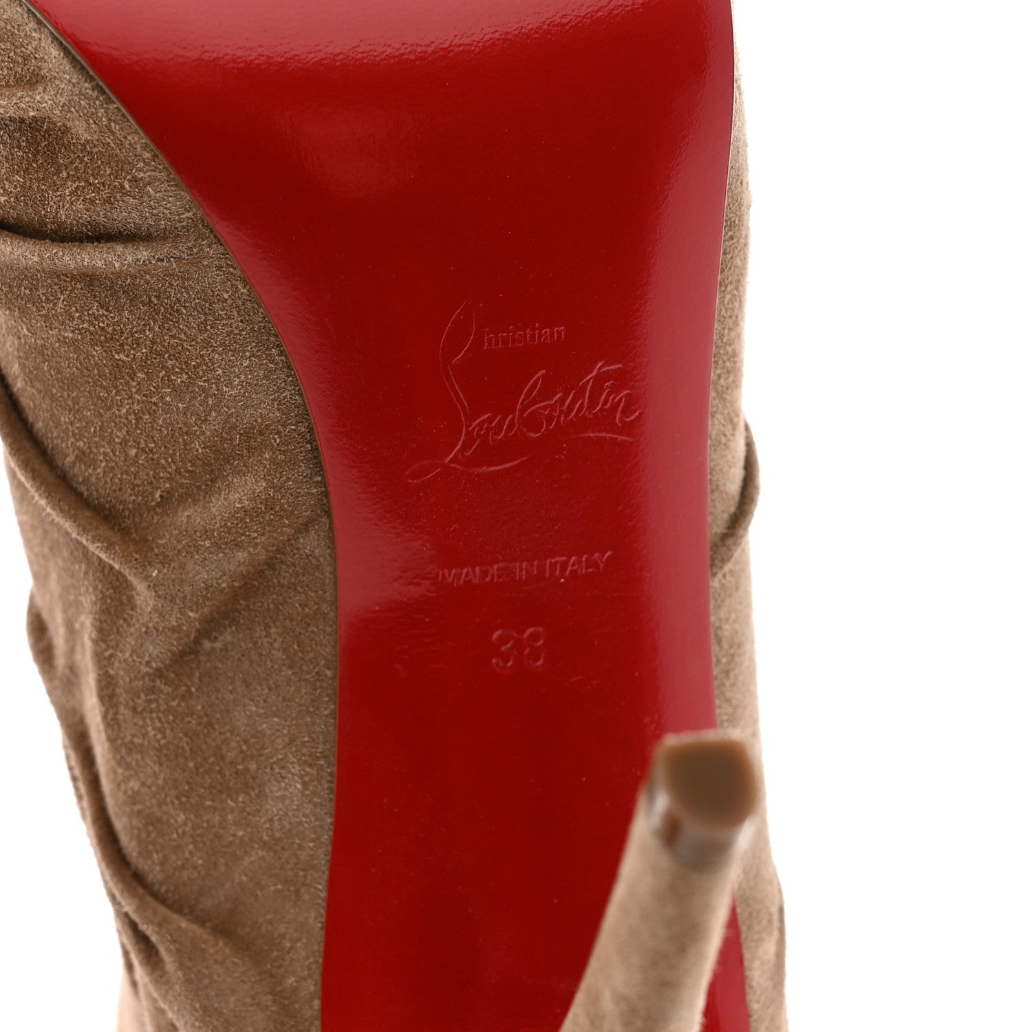 Christian Louboutin Veau Velours Piros 120 Boot 38 Naturale 6 of 11