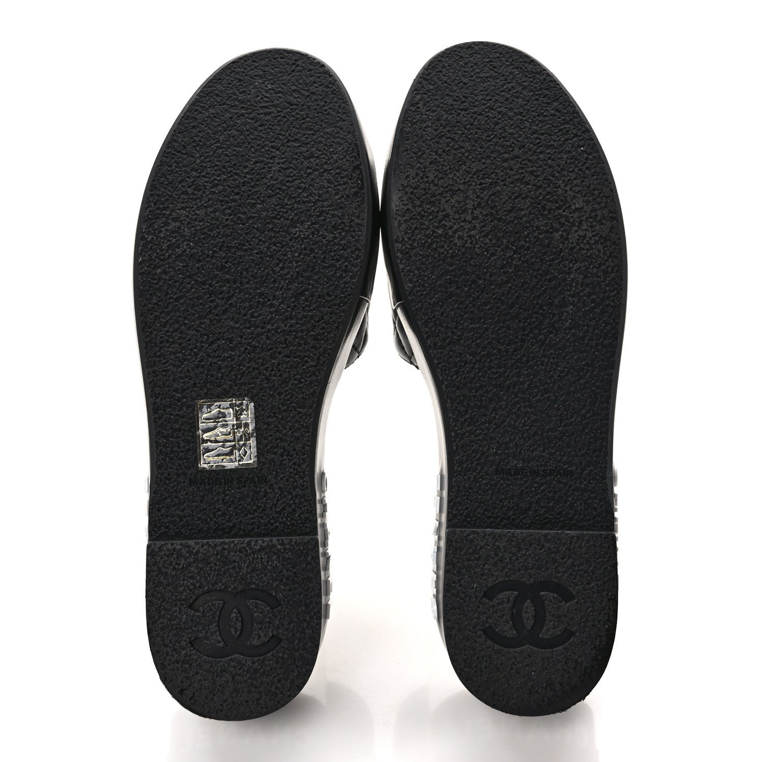 Chanel Lambskin Quilted CC Espadrille Slip On Sandals 37 Black 5 of 10