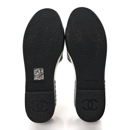 Chanel Lambskin Quilted CC Espadrille Slip On Sandals 37 Black 5 of 10