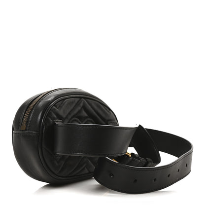 Gucci Calfskin Matelasse GG Marmont Belt Bag 85 34 Black 3 of 10