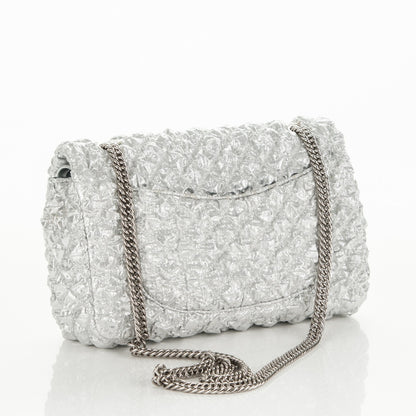 Chanel Metallic Lame Quilted Small Double Flap Silver 3 of 10