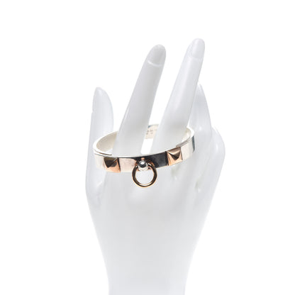 Hermes Sterling Silver 18K Rose Gold PM Collier De Chien Bracelet SH 2 of 5