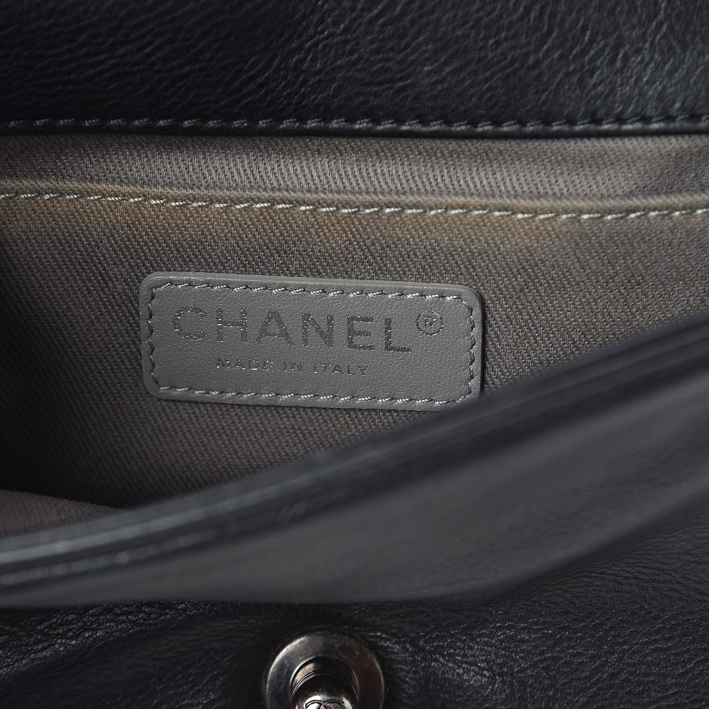Calfskin Embossed Crystal Small Boy Flap Black