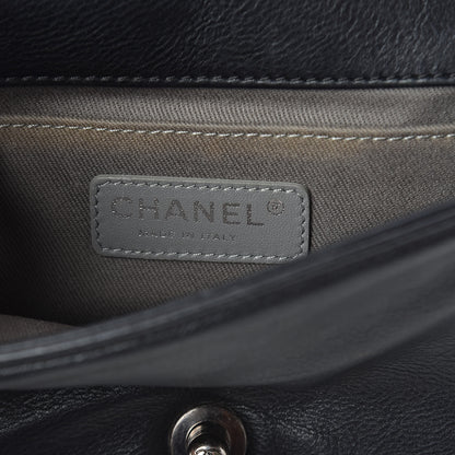 Chanel Calfskin Embossed Crystal Small Boy Flap Black 6 of 9