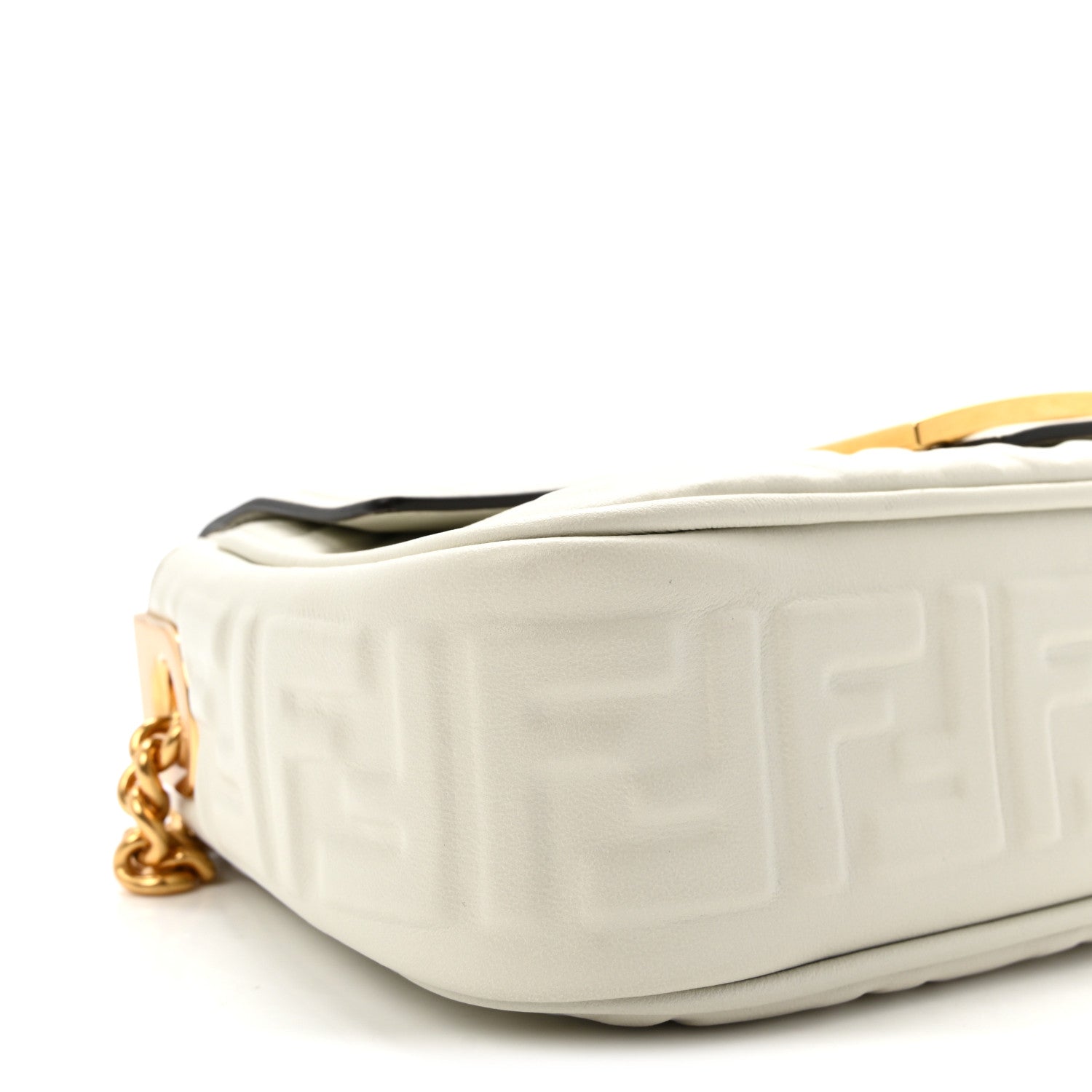 Fendi Nappa Small FF Embossed Midi Chain Baguette White 8 of 9