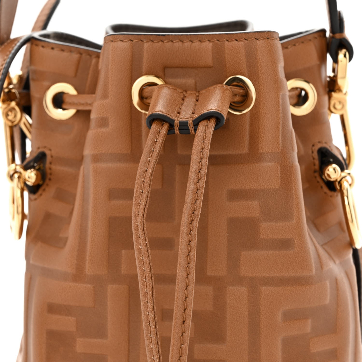 Fendi Vitello Cristallo Nature F is Fendi FF 1974 Embossed Mini Mon Tresor Bucket Bag Cuoio 8 of 10