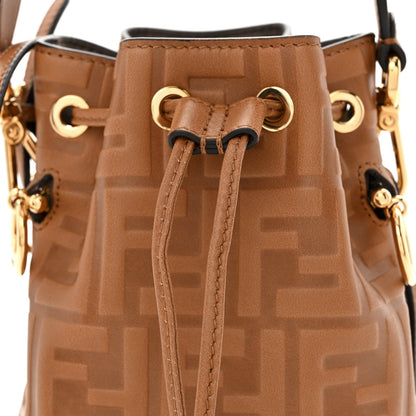 Fendi Vitello Cristallo Nature F is Fendi FF 1974 Embossed Mini Mon Tresor Bucket Bag Cuoio 8 of 10