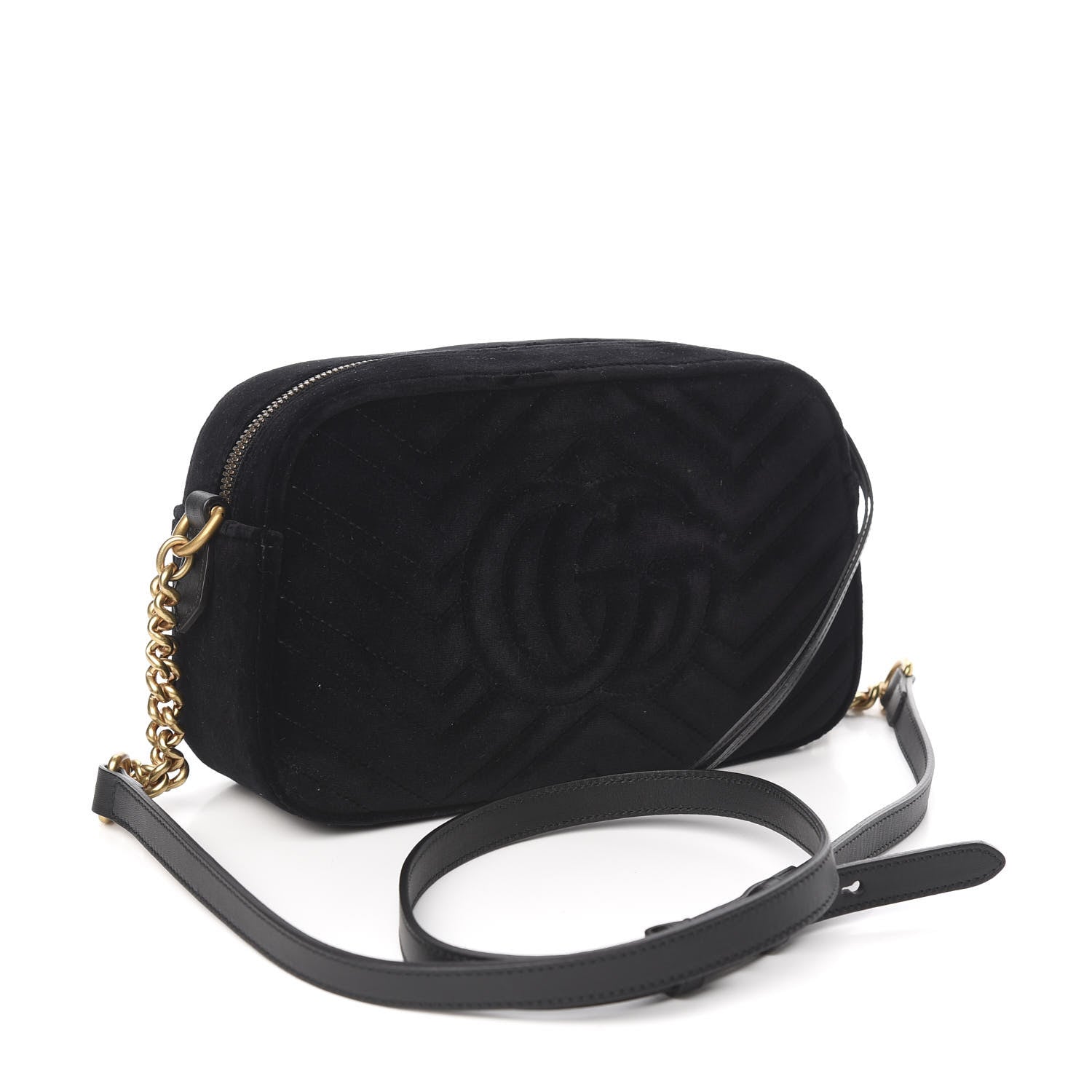Gucci Velvet Matelasse Crystal Star Embroidered Small GG Marmont Chain Shoulder Bag Black 3 of 10