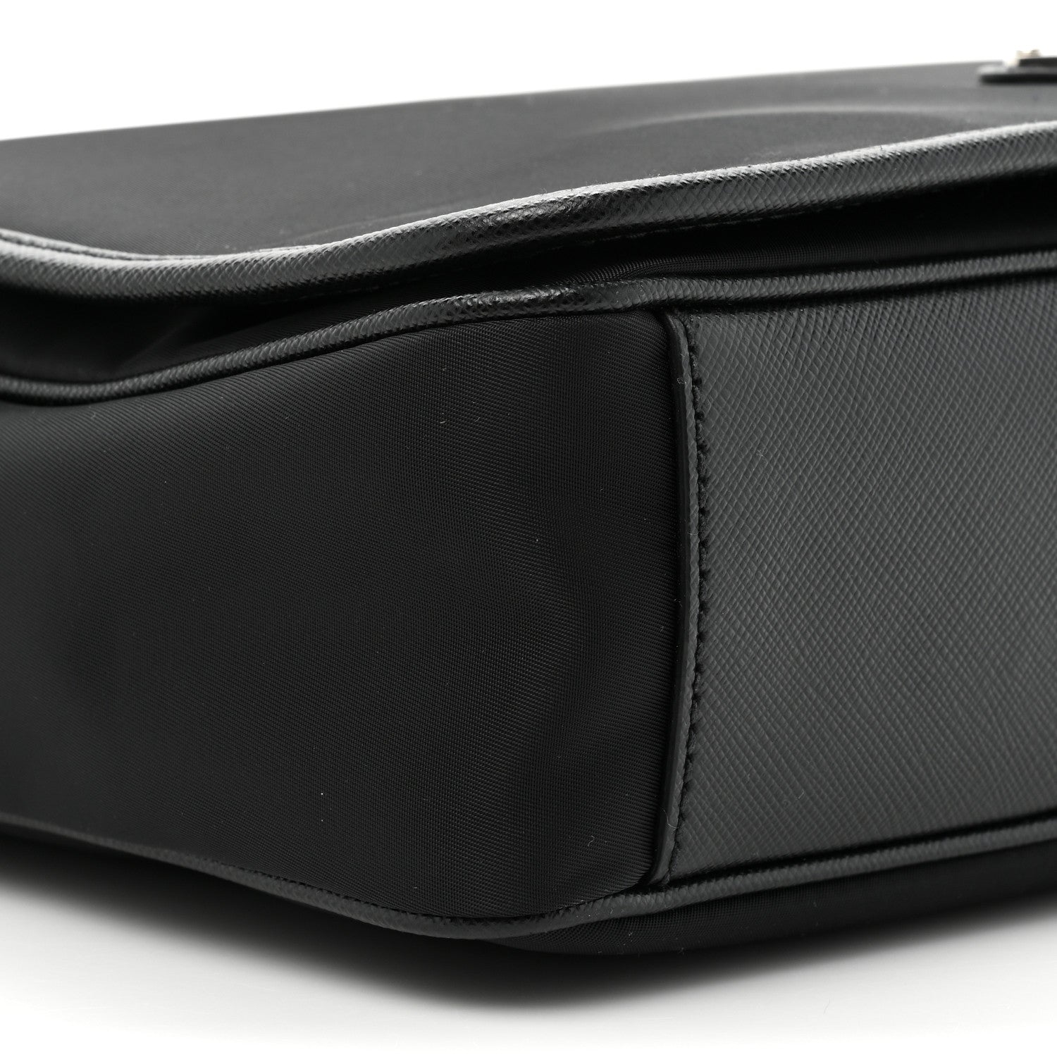 Prada Tessuto Nylon Saffiano Flap Messenger Bag Black 9 of 9