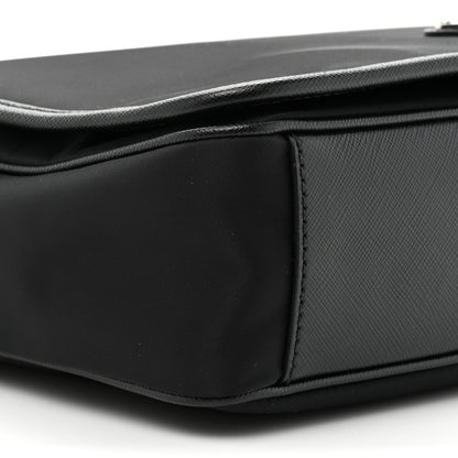Prada Tessuto Nylon Saffiano Flap Messenger Bag Black 9 of 9