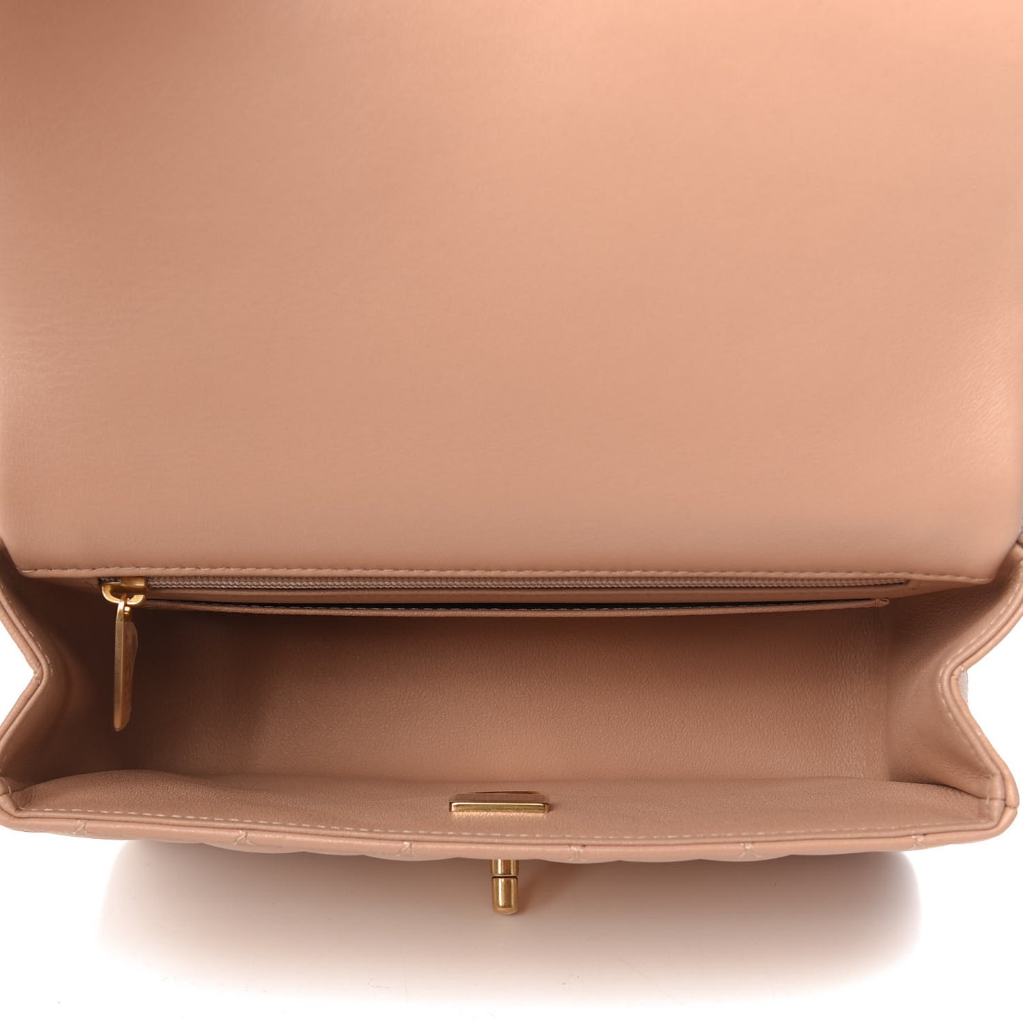 Lambskin Quilted Mini Top Handle Rectangular Flap Beige