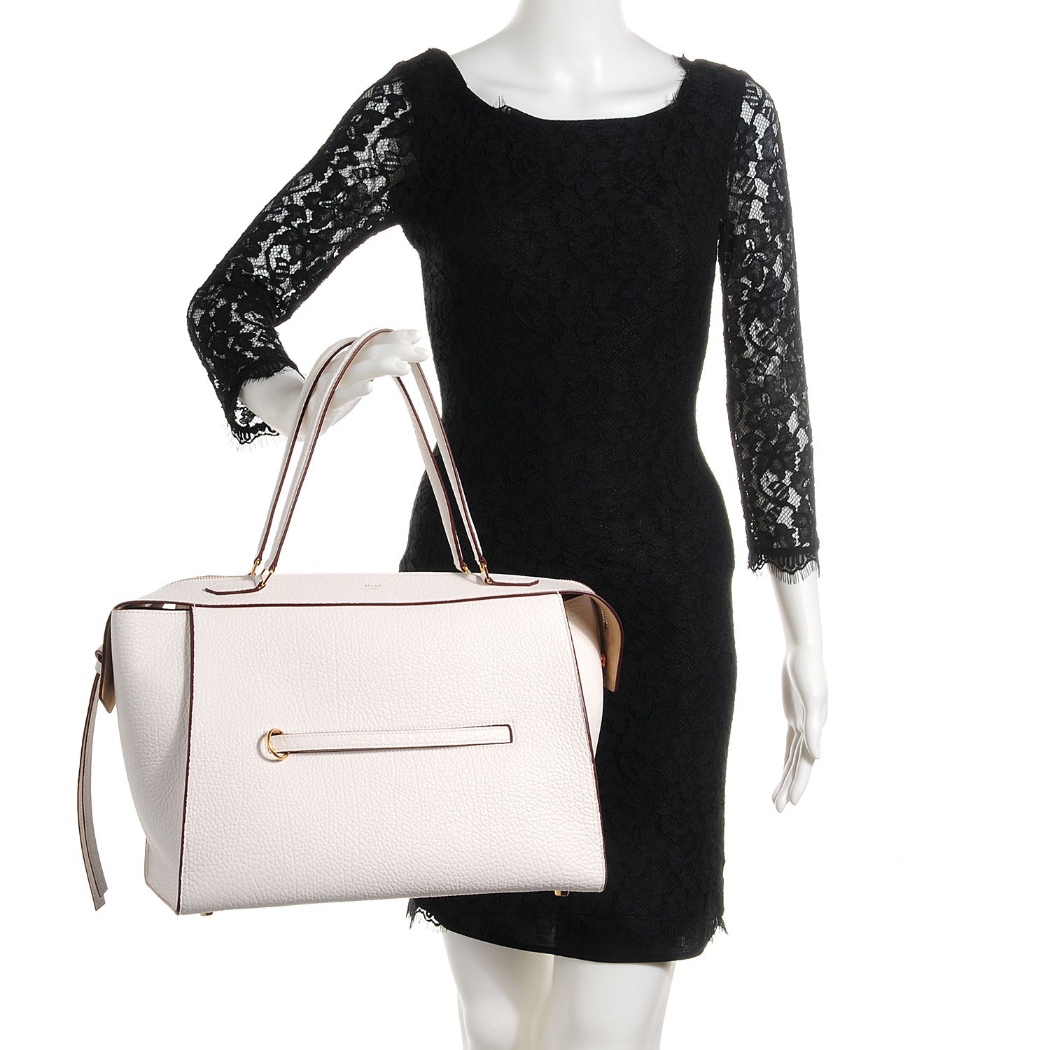 Celine Bullhide Calfskin Medium Ring Bag White 2 of 8
