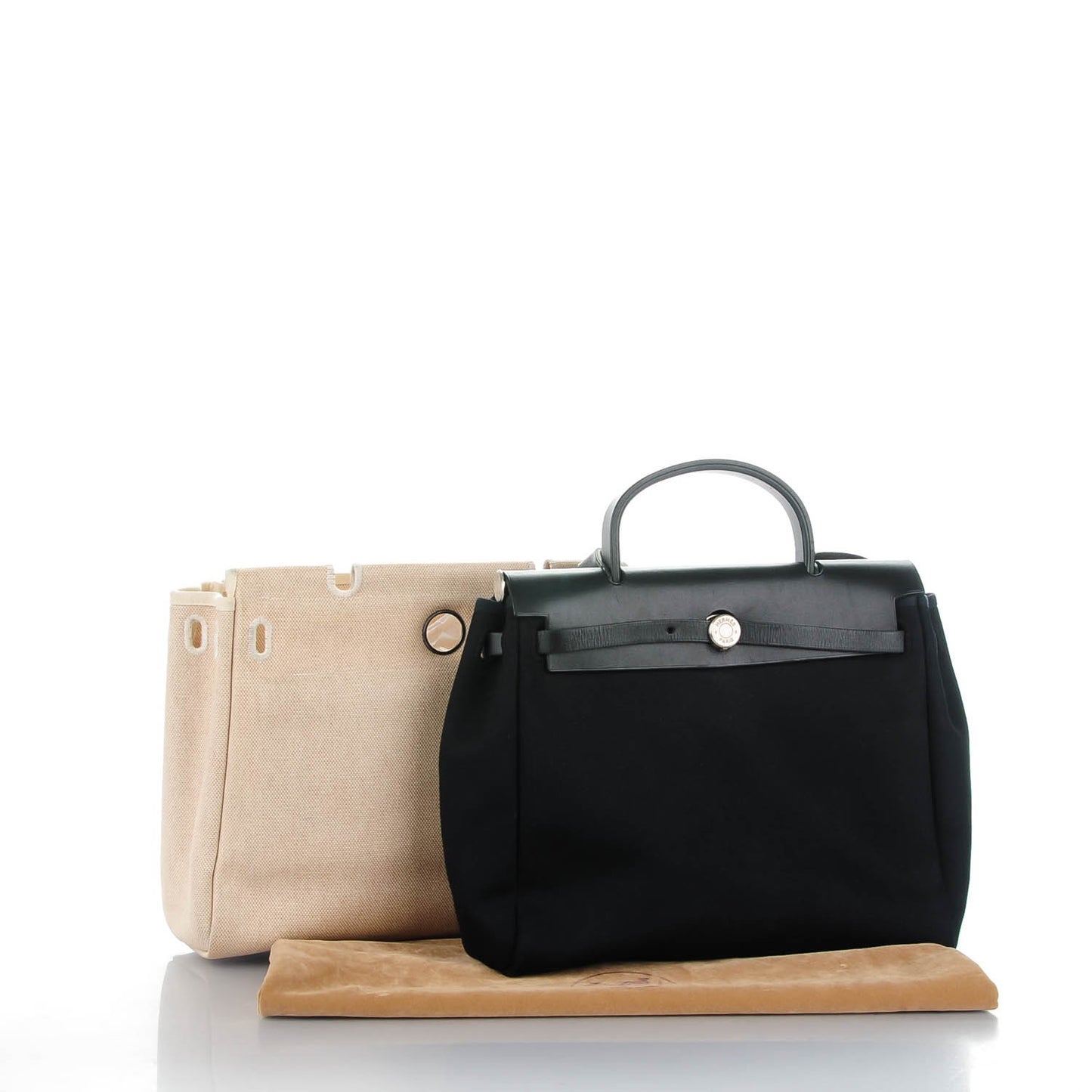 Vache Calfskin Toile Herbag 30 PM Black Natural