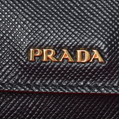Prada Saffiano Cuir Large Double Bag Black Fuoco 9 of 18