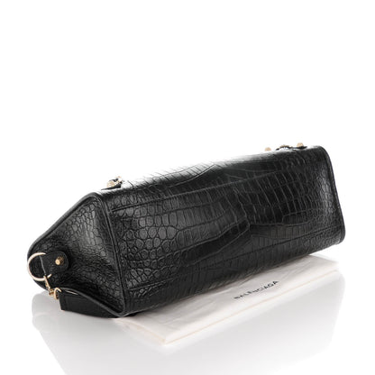 Balenciaga Calfskin Crocodile Embossed Giant 12 Gold Hardware City Black 4 of 7