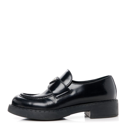 Prada Spazzolato Metal Triangle Logo 50mm Loafers 40.5 Black 1 of 11