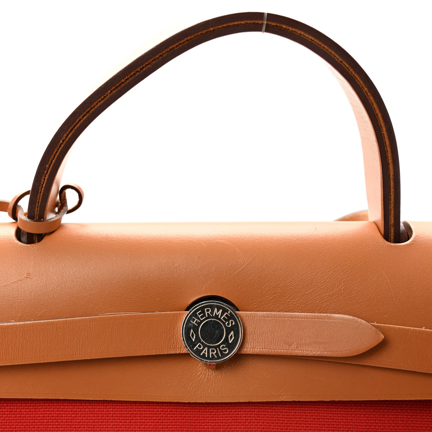 Hermes Vache Hunter Toile Herbag Zip 31 PM Rouge Tomate Natural 8 of 10