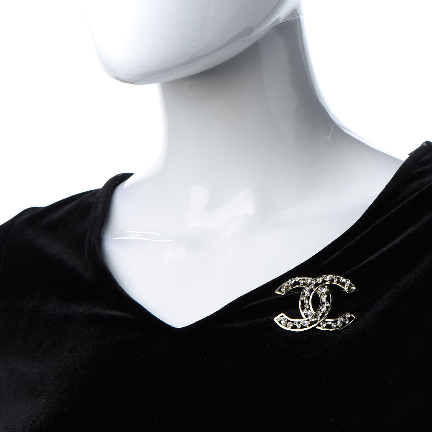 Crystal CC Brooch Light Gold