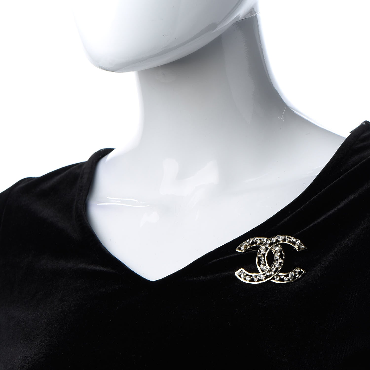 Chanel Crystal CC Brooch Light Gold 2 of 5